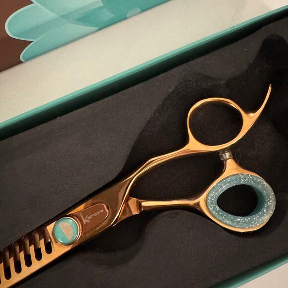 Kenchii Grooming Rose Swivel Thumb Line of Deluxe Shears 25T NEW - Picture 2 of 6